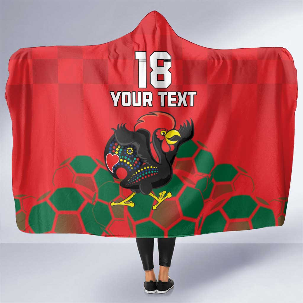 Custom Portugal Football Hooded Blanket Barcelos Rooster Mascot Dynamic Style