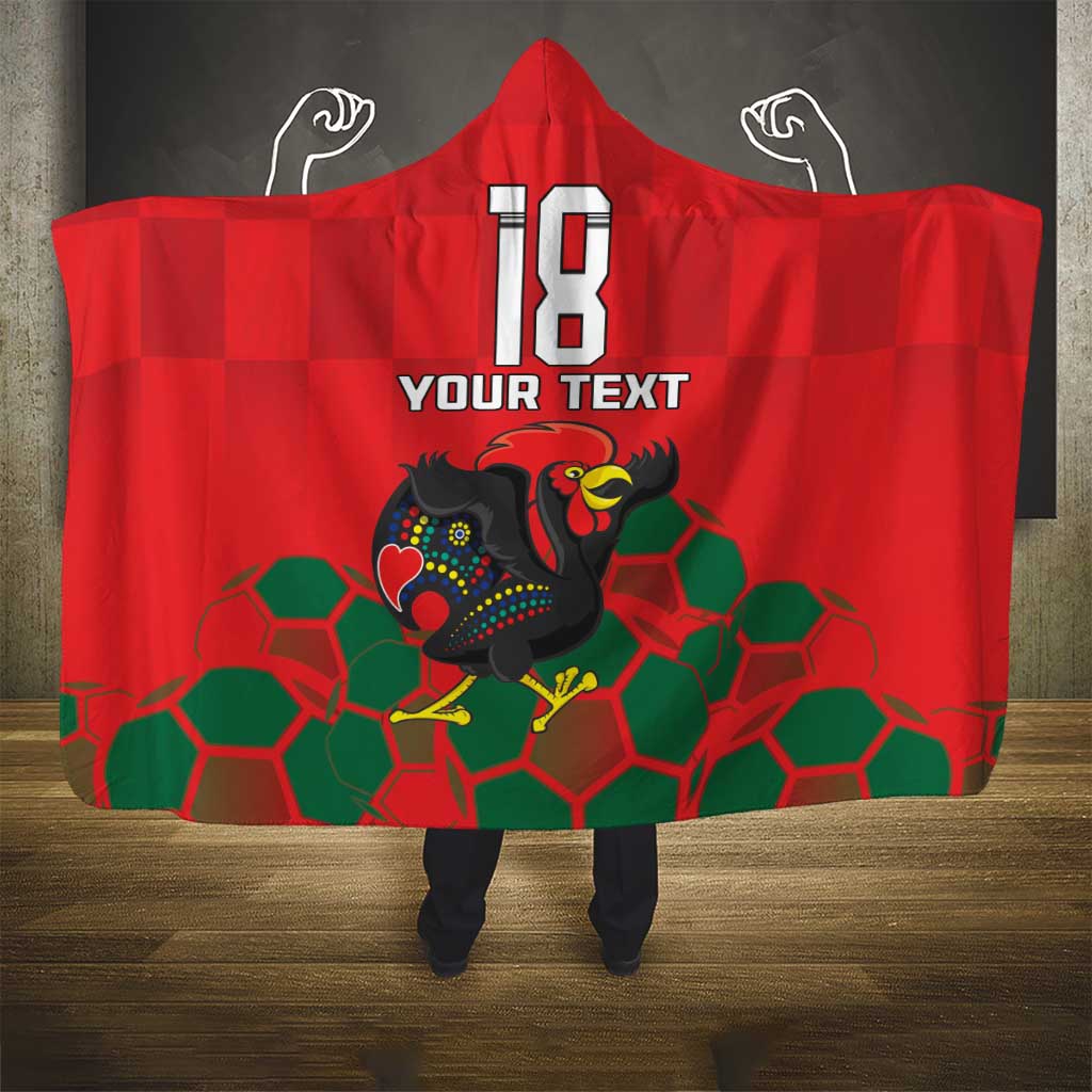Custom Portugal Football Hooded Blanket Barcelos Rooster Mascot Dynamic Style