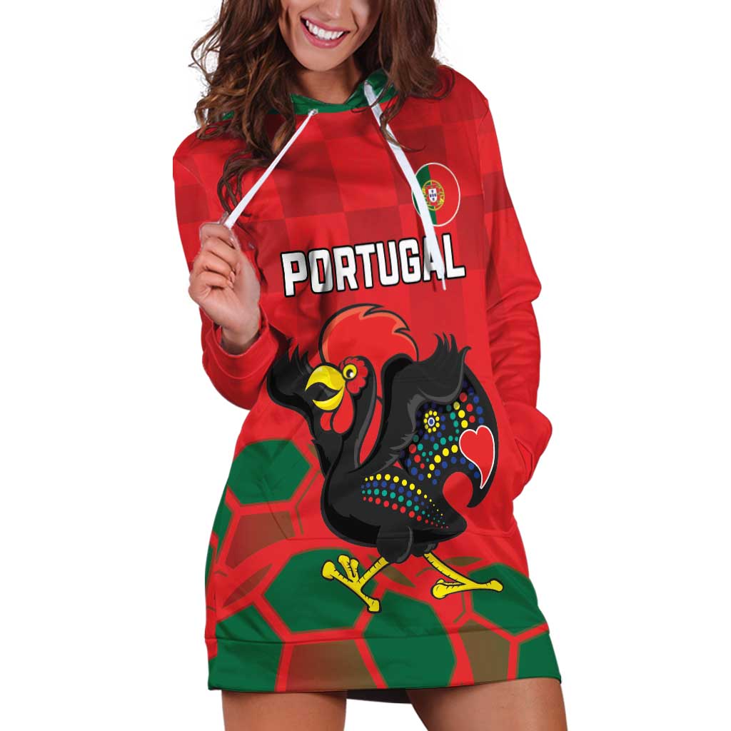 Custom Portugal Football Hoodie Dress Barcelos Rooster Mascot Dynamic Style