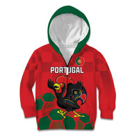 Custom Portugal Football Kid Hoodie Barcelos Rooster Mascot Dynamic Style