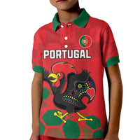 Custom Portugal Football Kid Polo Shirt Barcelos Rooster Mascot Dynamic Style