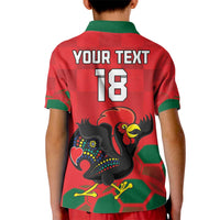 Custom Portugal Football Kid Polo Shirt Barcelos Rooster Mascot Dynamic Style