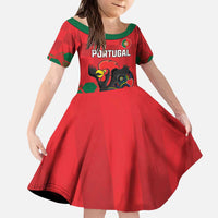Custom Portugal Football Kid Short Sleeve Dress Barcelos Rooster Mascot Dynamic Style