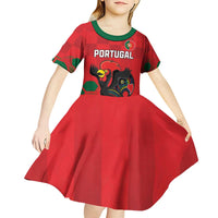 Custom Portugal Football Kid Short Sleeve Dress Barcelos Rooster Mascot Dynamic Style