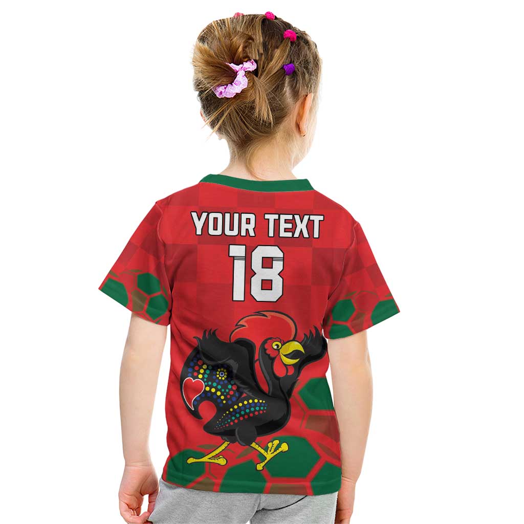 Custom Portugal Football Kid T Shirt Barcelos Rooster Mascot Dynamic Style