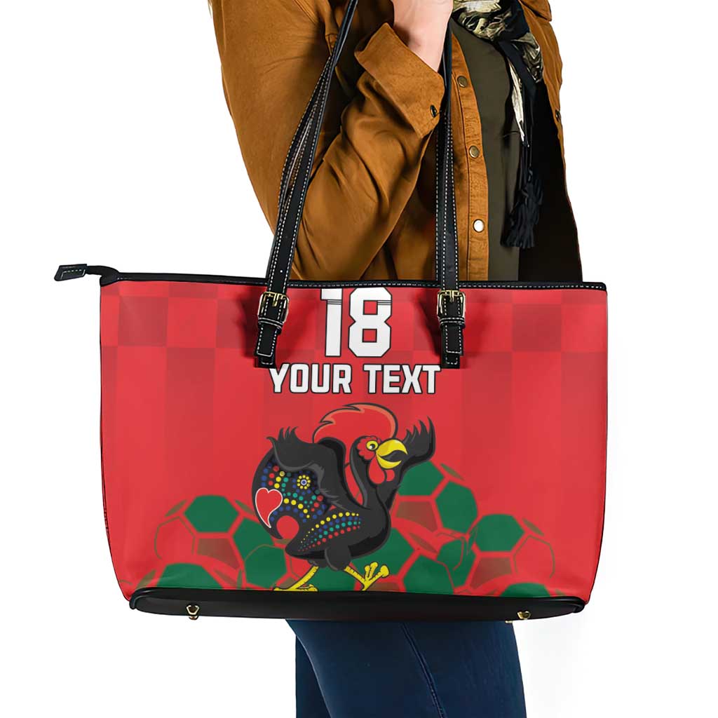 Custom Portugal Football Leather Tote Bag Barcelos Rooster Mascot Dynamic Style