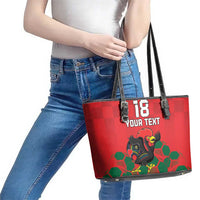 Custom Portugal Football Leather Tote Bag Barcelos Rooster Mascot Dynamic Style