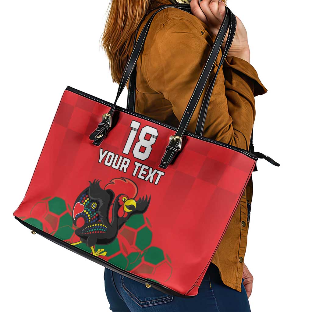 Custom Portugal Football Leather Tote Bag Barcelos Rooster Mascot Dynamic Style