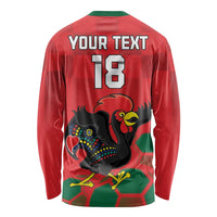 Custom Portugal Football Long Sleeve Shirt Barcelos Rooster Mascot Dynamic Style