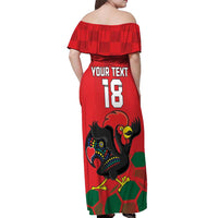 Custom Portugal Football Off Shoulder Maxi Dress Barcelos Rooster Mascot Dynamic Style