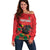 Custom Portugal Football Off Shoulder Sweater Barcelos Rooster Mascot Dynamic Style