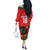 Custom Portugal Football Off The Shoulder Long Sleeve Dress Barcelos Rooster Mascot Dynamic Style