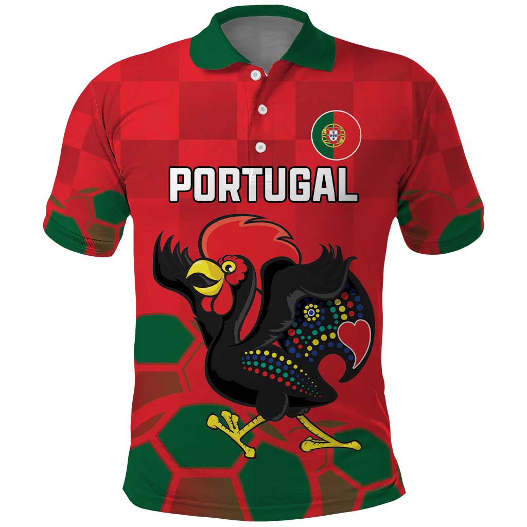 Custom Portugal Football Polo Shirt Barcelos Rooster Mascot Dynamic Style