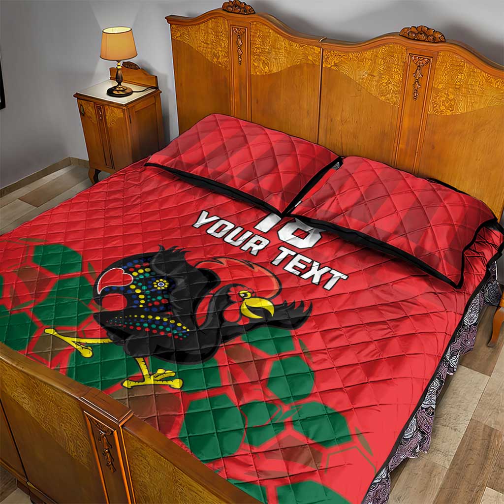 Custom Portugal Football Quilt Bed Set Barcelos Rooster Mascot Dynamic Style