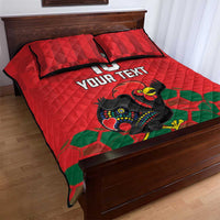 Custom Portugal Football Quilt Bed Set Barcelos Rooster Mascot Dynamic Style
