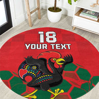 Custom Portugal Football Round Carpet Barcelos Rooster Mascot Dynamic Style
