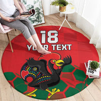 Custom Portugal Football Round Carpet Barcelos Rooster Mascot Dynamic Style