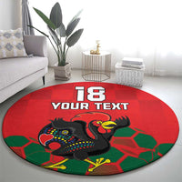 Custom Portugal Football Round Carpet Barcelos Rooster Mascot Dynamic Style