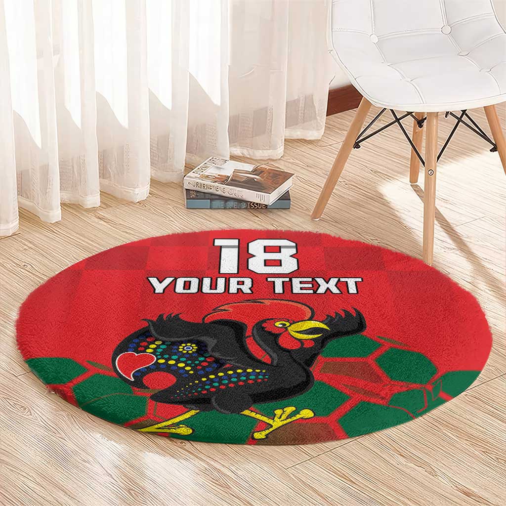 Custom Portugal Football Round Carpet Barcelos Rooster Mascot Dynamic Style