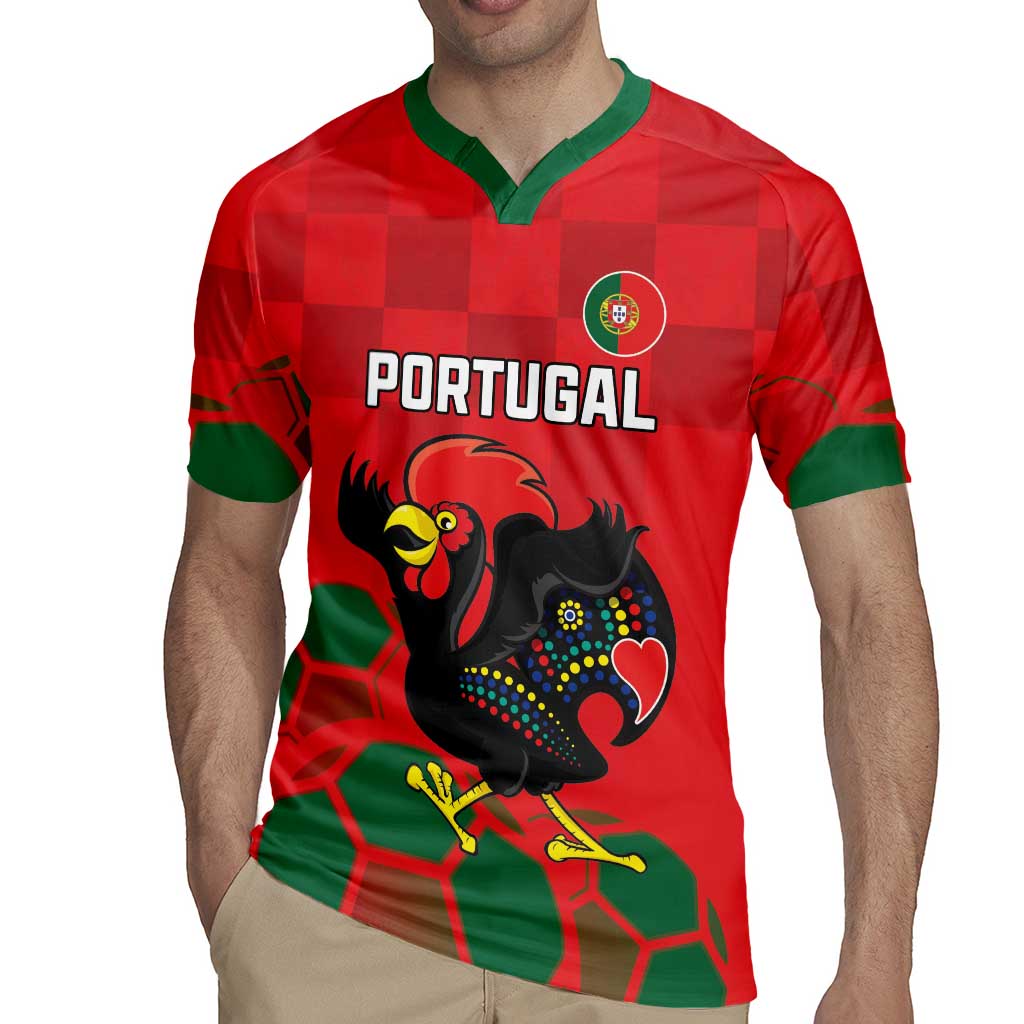 Custom Portugal Football Rugby Jersey Barcelos Rooster Mascot Dynamic Style