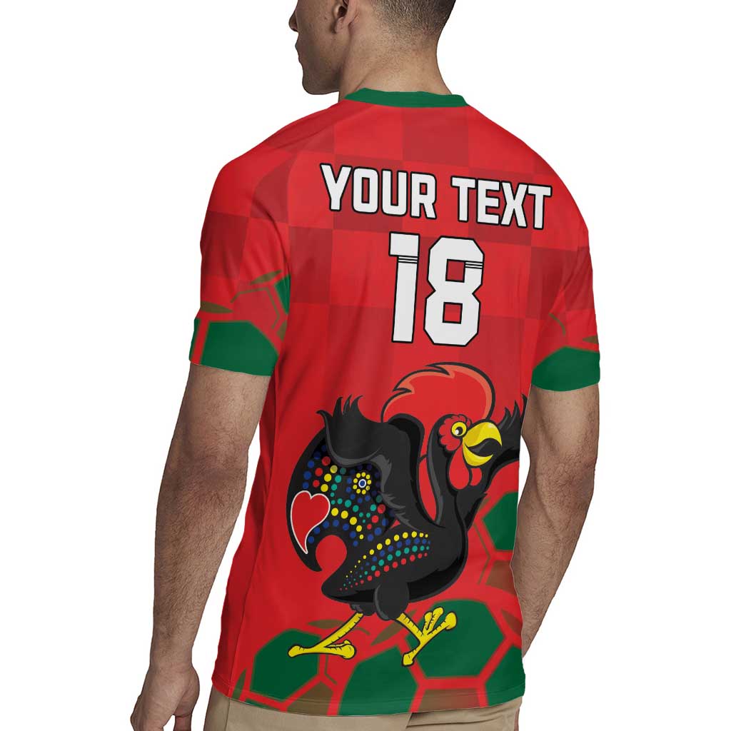Custom Portugal Football Rugby Jersey Barcelos Rooster Mascot Dynamic Style