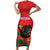 Custom Portugal Football Short Sleeve Bodycon Dress Barcelos Rooster Mascot Dynamic Style