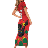 Custom Portugal Football Short Sleeve Bodycon Dress Barcelos Rooster Mascot Dynamic Style