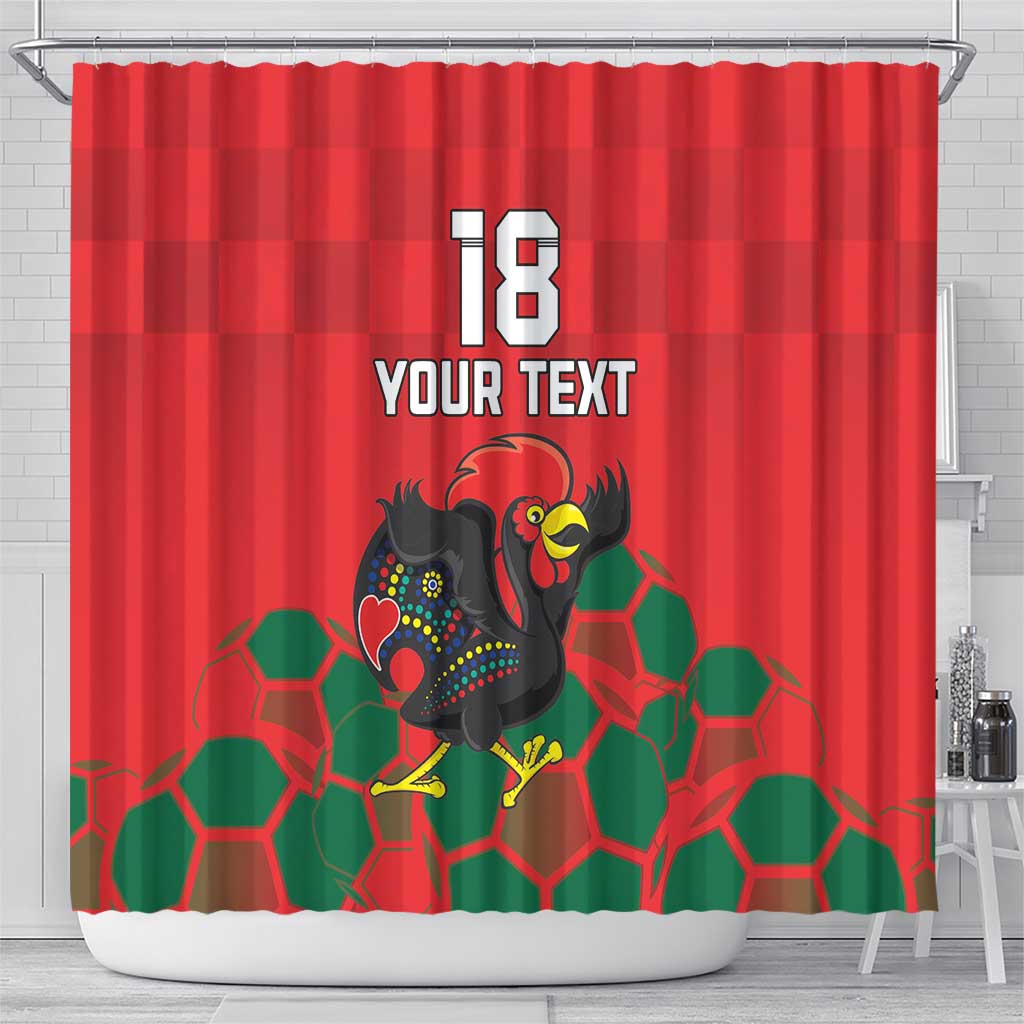 Custom Portugal Football Shower Curtain Barcelos Rooster Mascot Dynamic Style