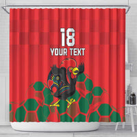 Custom Portugal Football Shower Curtain Barcelos Rooster Mascot Dynamic Style