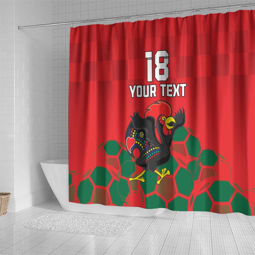 Custom Portugal Football Shower Curtain Barcelos Rooster Mascot Dynamic Style