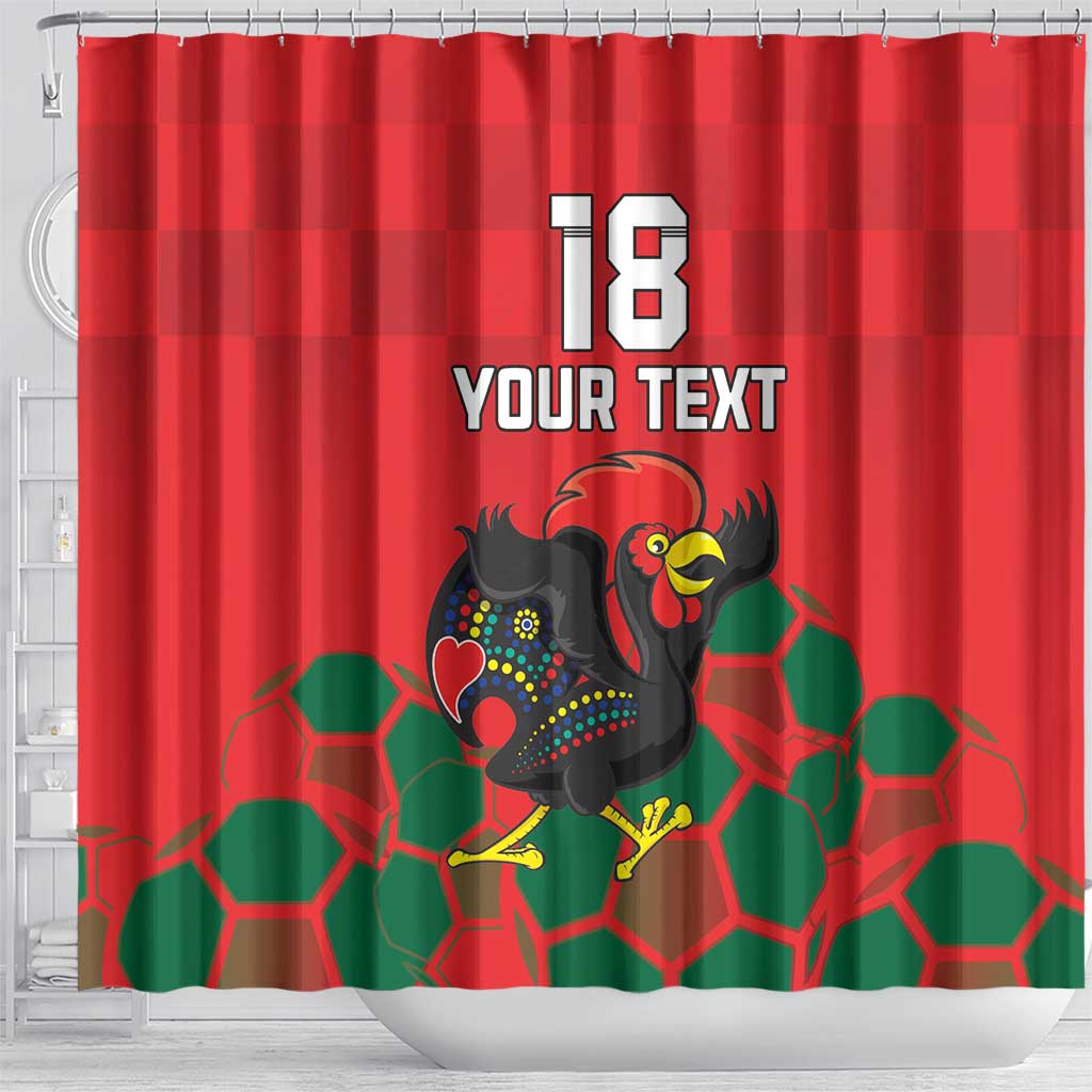 Custom Portugal Football Shower Curtain Barcelos Rooster Mascot Dynamic Style