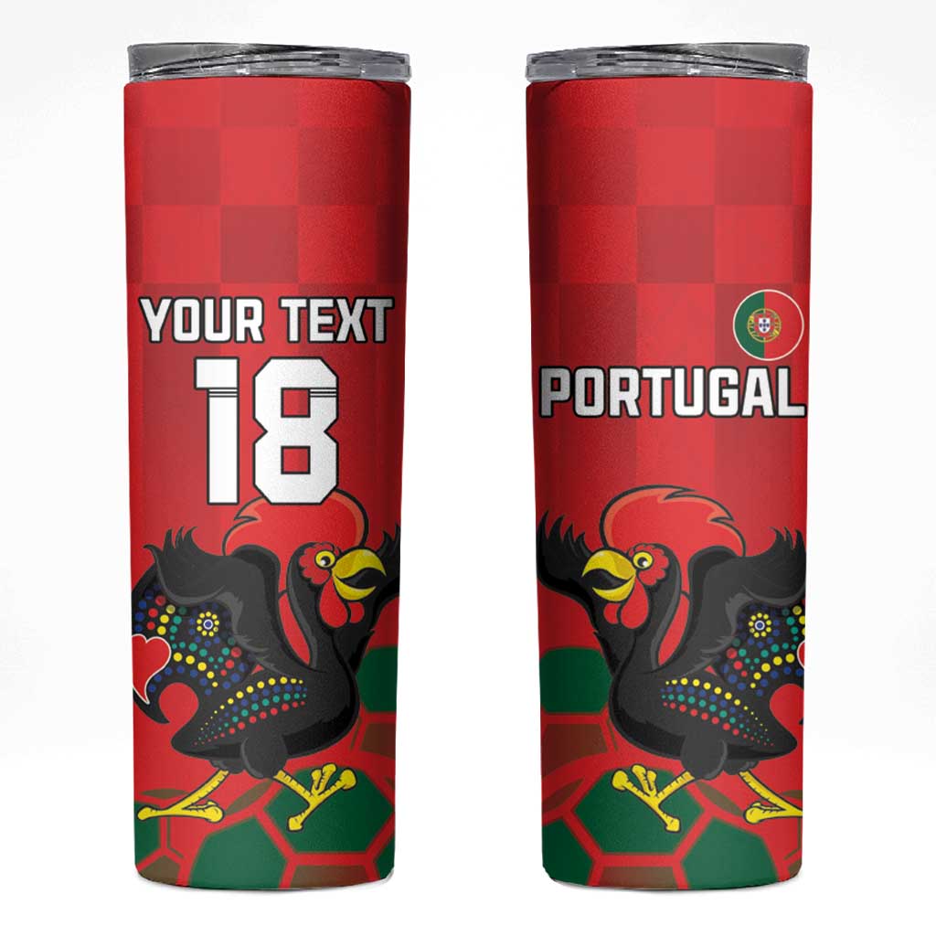 Custom Portugal Football Skinny Tumbler Barcelos Rooster Mascot Dynamic Style