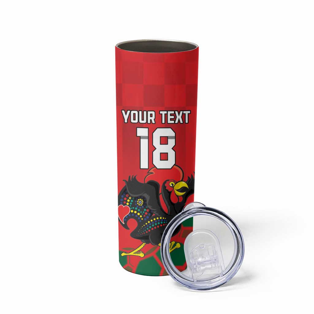 Custom Portugal Football Skinny Tumbler Barcelos Rooster Mascot Dynamic Style