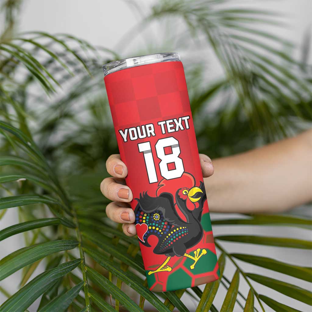 Custom Portugal Football Skinny Tumbler Barcelos Rooster Mascot Dynamic Style