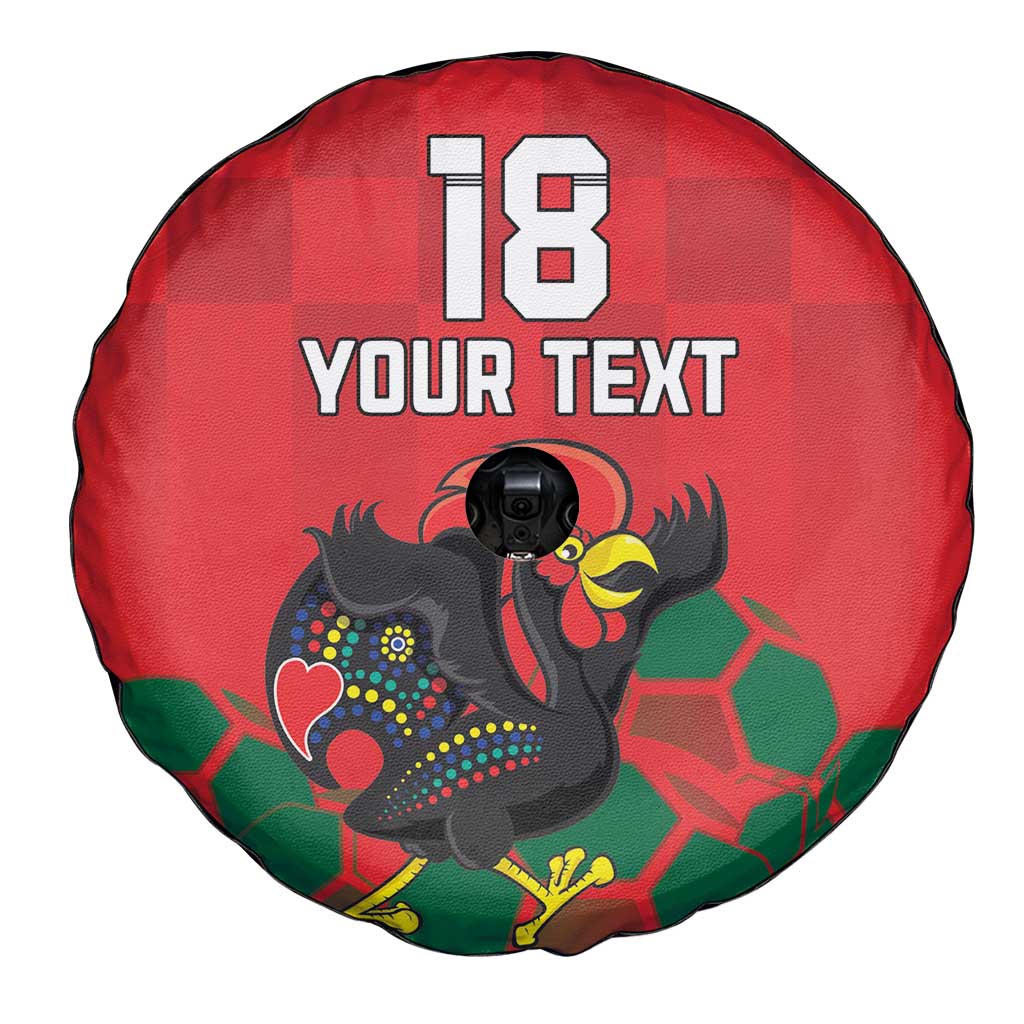 Custom Portugal Football Spare Tire Cover Barcelos Rooster Mascot Dynamic Style