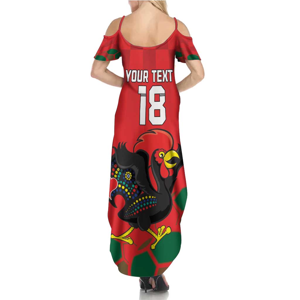 Custom Portugal Football Summer Maxi Dress Barcelos Rooster Mascot Dynamic Style