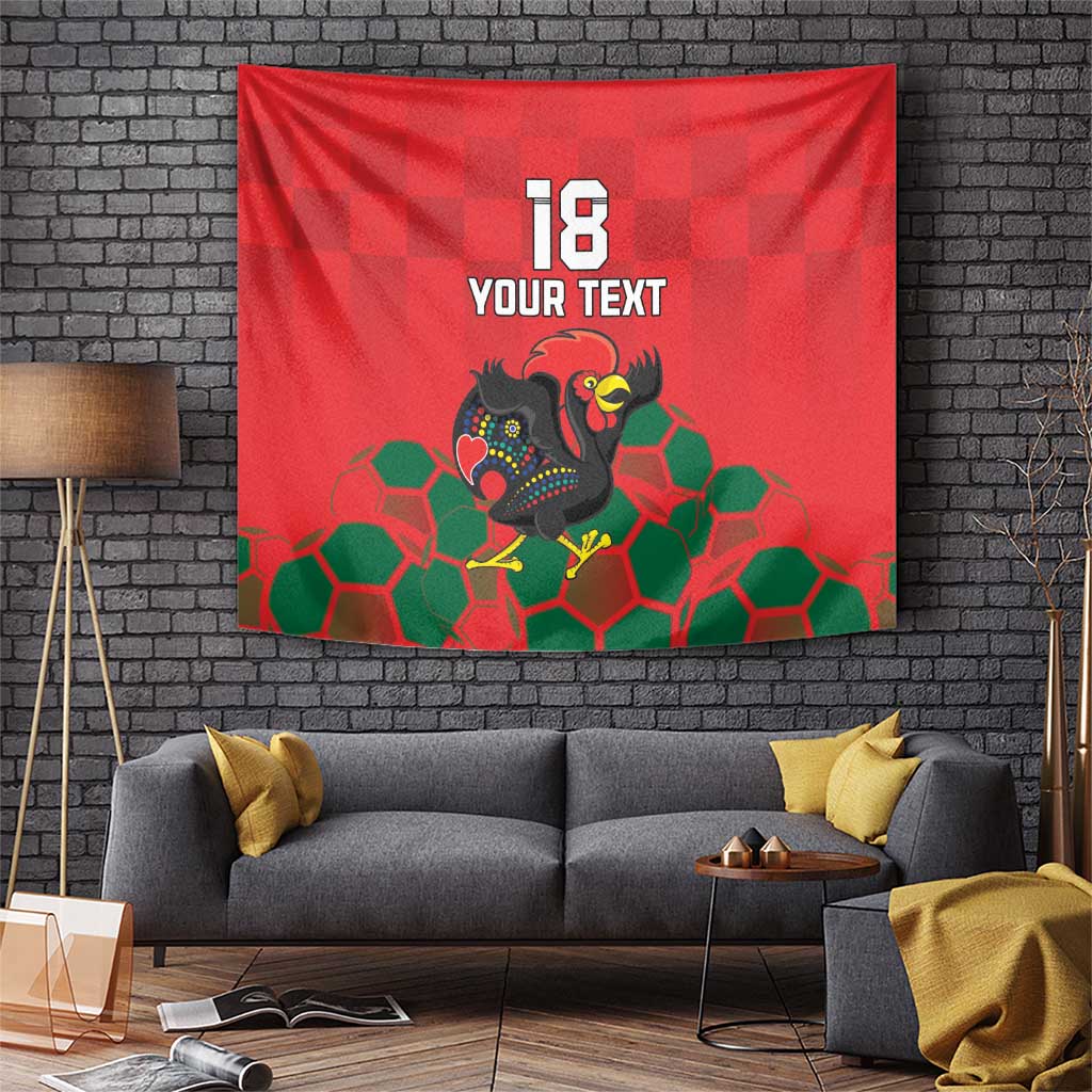 Custom Portugal Football Tapestry Barcelos Rooster Mascot Dynamic Style