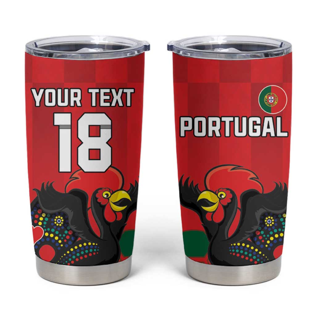 Custom Portugal Football Tumbler Cup Barcelos Rooster Mascot Dynamic Style