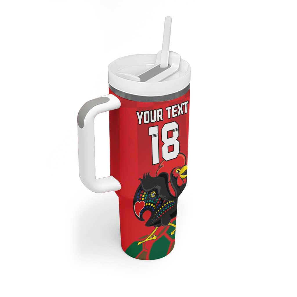 Custom Portugal Football Tumbler With Handle Barcelos Rooster Mascot Dynamic Style