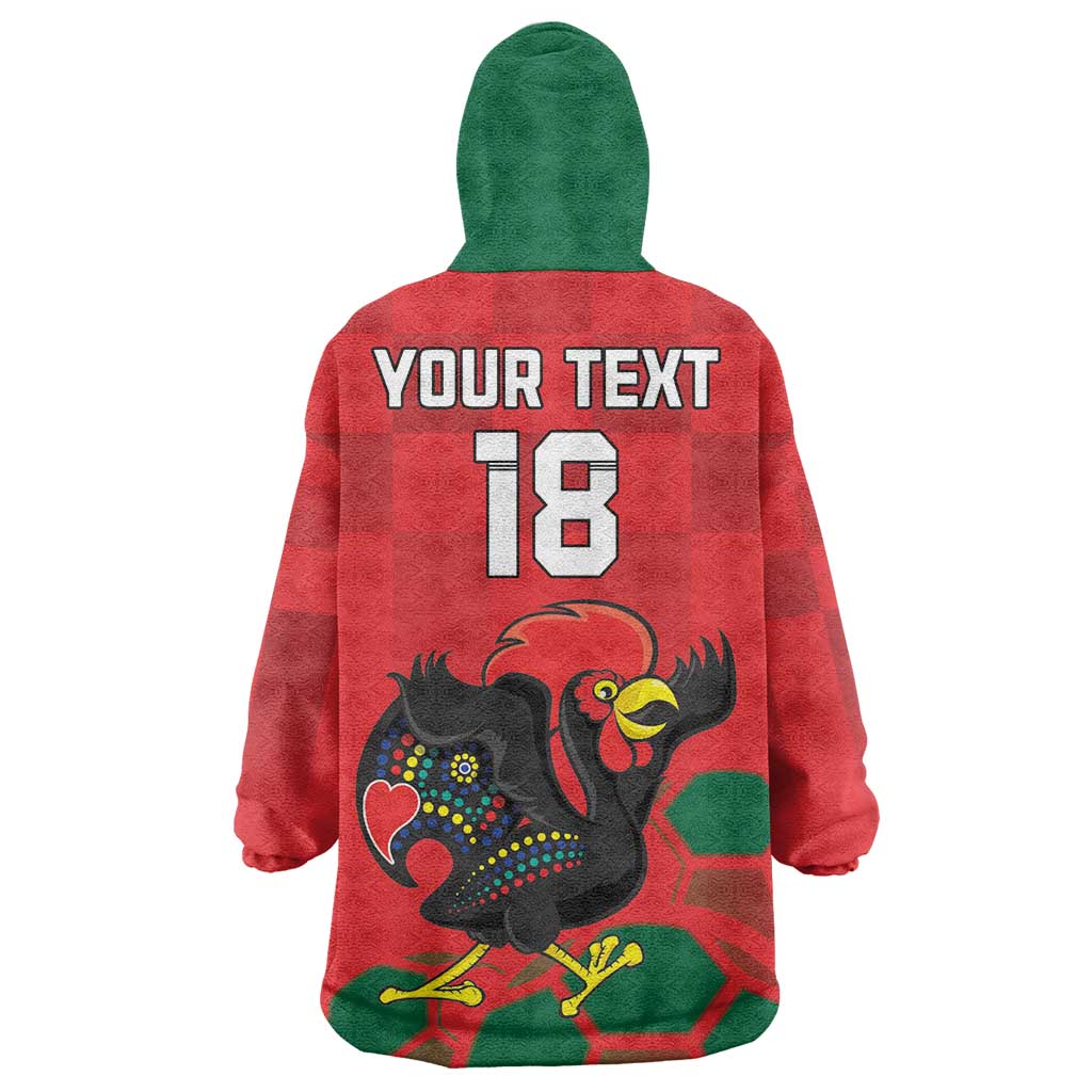 Custom Portugal Football Wearable Blanket Hoodie Barcelos Rooster Mascot Dynamic Style