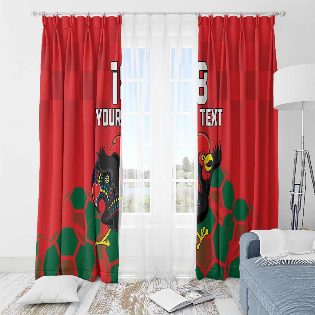 Custom Portugal Football Window Curtain Barcelos Rooster Mascot Dynamic Style