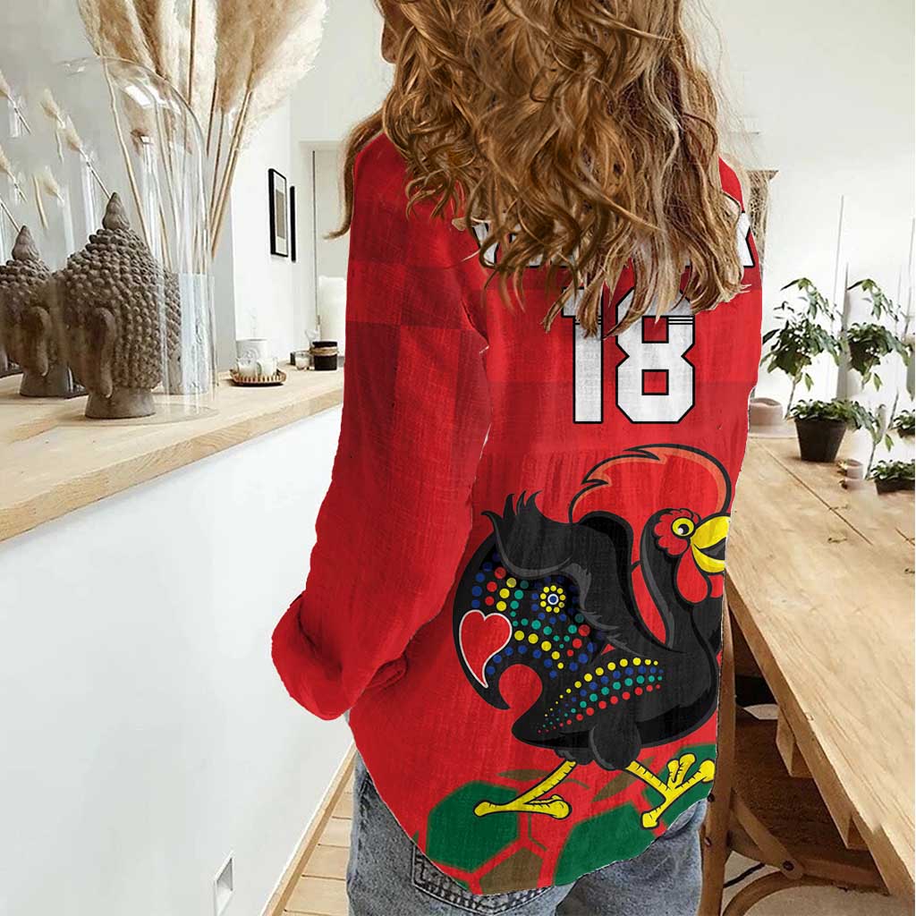 Custom Portugal Football Women Casual Shirt Barcelos Rooster Mascot Dynamic Style