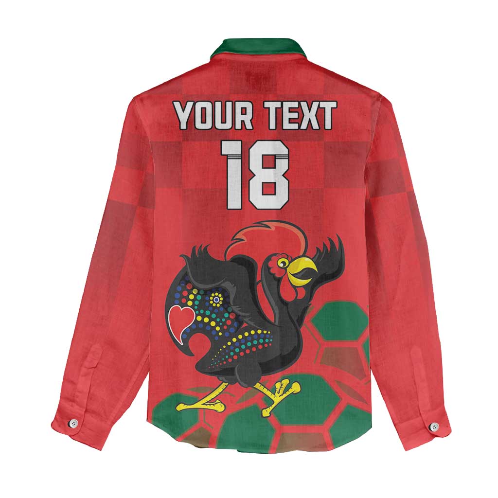 Custom Portugal Football Women Casual Shirt Barcelos Rooster Mascot Dynamic Style