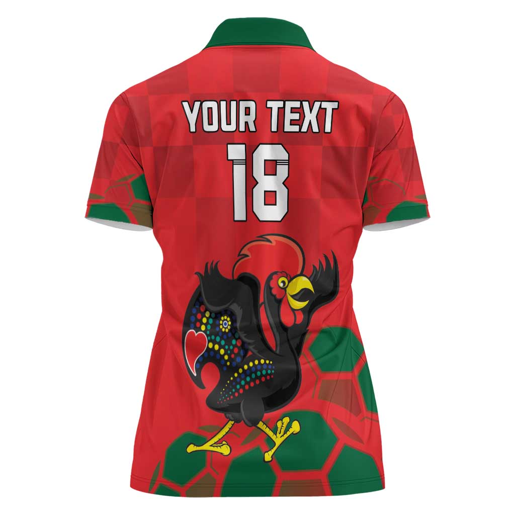 Custom Portugal Football Women Polo Shirt Barcelos Rooster Mascot Dynamic Style
