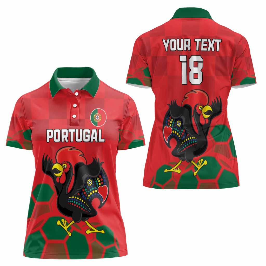 Custom Portugal Football Women Polo Shirt Barcelos Rooster Mascot Dynamic Style