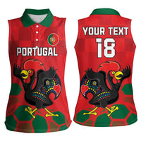 Custom Portugal Football Women Sleeveless Polo Shirt Barcelos Rooster Mascot Dynamic Style