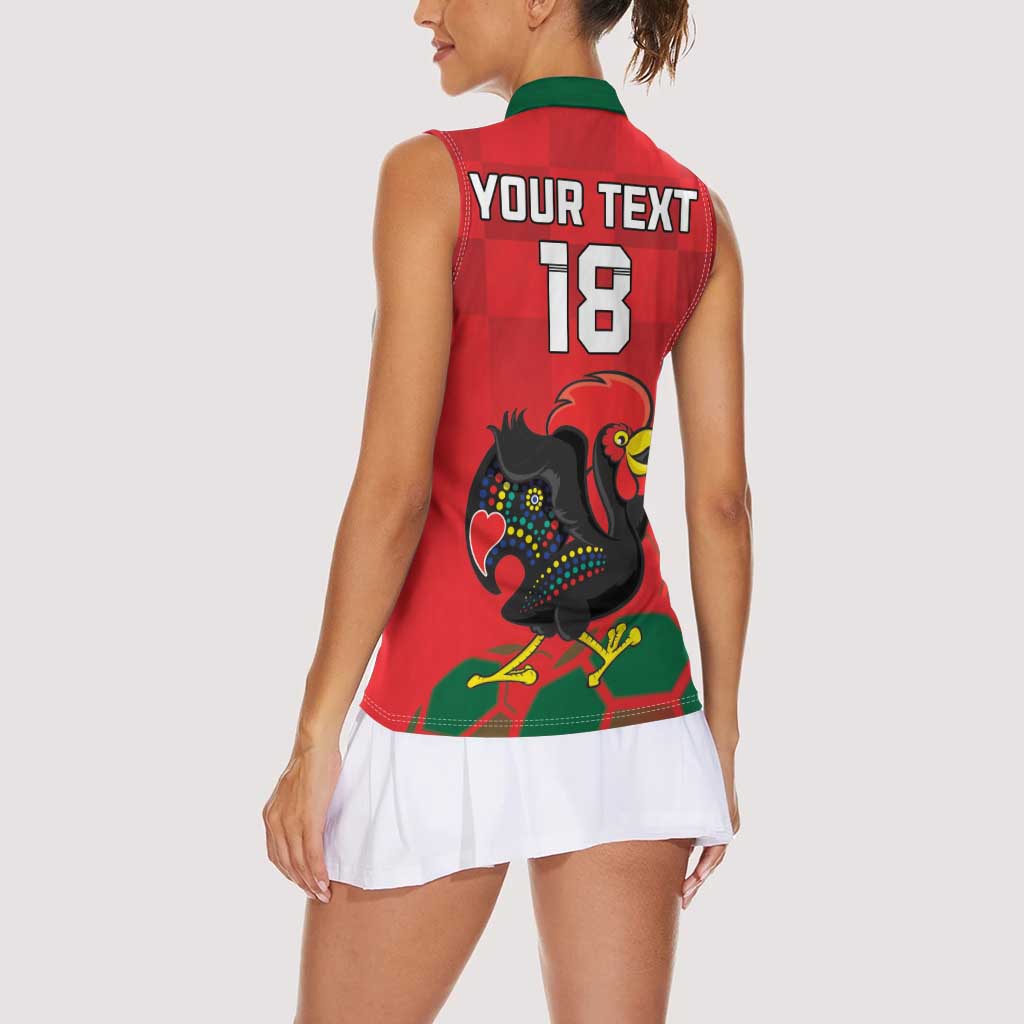 Custom Portugal Football Women Sleeveless Polo Shirt Barcelos Rooster Mascot Dynamic Style