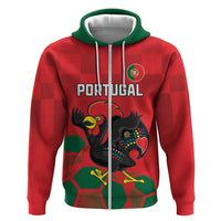 Custom Portugal Football Zip Hoodie Barcelos Rooster Mascot Dynamic Style