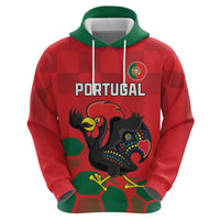 Custom Portugal Football Zip Hoodie Barcelos Rooster Mascot Dynamic Style