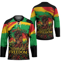 Juneteenth Rooted in Freedom Hockey Jersey Black Pride African Queen